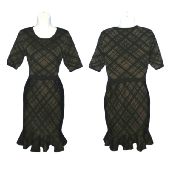 Nina Leonard Plaid Ruffled Sweater Dress - Picture 3 of 4